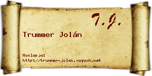 Trummer Jolán névjegykártya
