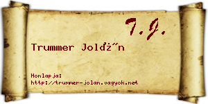 Trummer Jolán névjegykártya